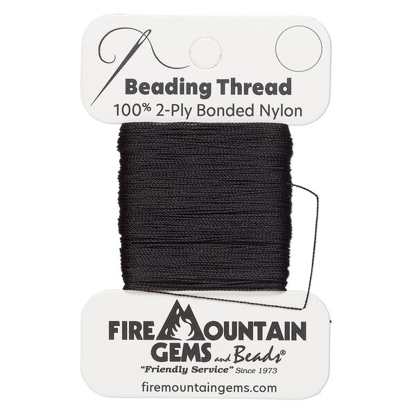 Thread, nylon, black, size AA. Sold per 50-yard card. image number 0