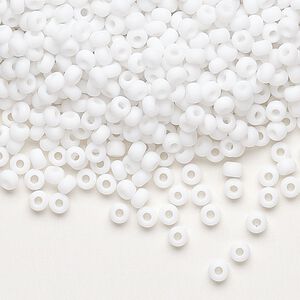 Seed bead, Preciosa Ornela Czech glass, pkg/500g, #8 rocaille, opaque matte chalkwhite, (03050).