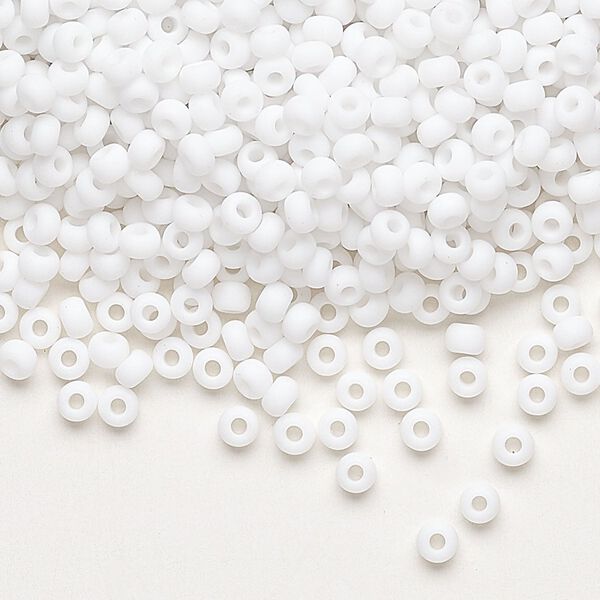 Seed bead, Preciosa Ornela Czech glass, pkg/500g, #8 rocaille, opaque matte chalkwhite, (03050). image number 0