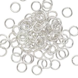 Jump ring, anodized aluminum, silver, 6mm round, 4.2mm inside diameter, 18 gauge. Sold per pkg of 100.