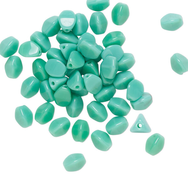 Bead, Preciosa, Czech pressed glass, opaque turquoise, 5x4mm buckwheat. Sold per pkg of 50. image number 0