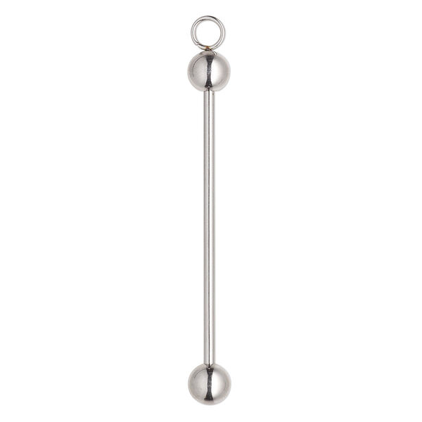 Drop pin, stainless steel, 2 inches with 6mm ball and twist-off head, 37.5mm beadable length, fits beads with 1.7mm hole. Sold per pkg of 4. image number 0