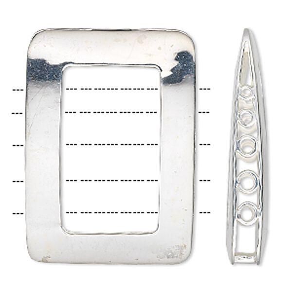 Sterling silver open rectangle focal, 5-loops, 48x35mm. Sold individually. image number 0