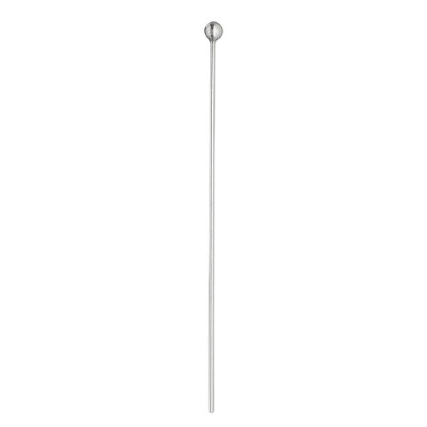 Head pin, Argentium® silver, 1-1/2 inch with 2mm ball, 24 gauge. Sold per pkg of 2. image number 0