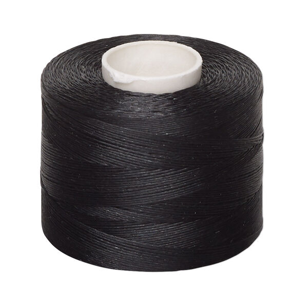 Thread, Nymo®, nylon, black, size B. Sold per 350-yard spool. image number 0