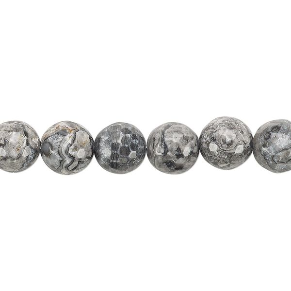 Crazy lace agate 1pkg1, faceted round bead natural 8 inch 8mm image number 0