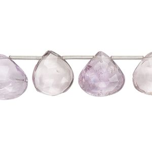 Lavender amethyst 1pkg14, hand-cut top-drilled faceted puffed teardrop bead natural 12-15mm