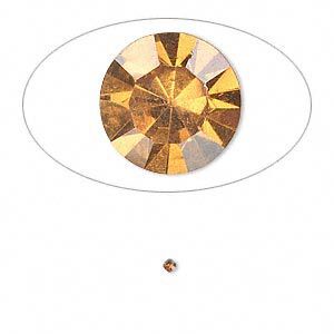 Chaton, glass rhinestone, amber yellow, foil back, 1.6-1.7mm faceted round, PP10. Sold per pkg of 72.