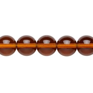 Bead, Preciosa, Czech glass druk, transparent topaz, 10mm round. Sold per 15-1/2" to 16" strand.