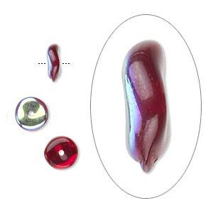 Bead, Czech pressed glass, red AB, 7x3mm rondelle. Sold per 15" to 16" strand.