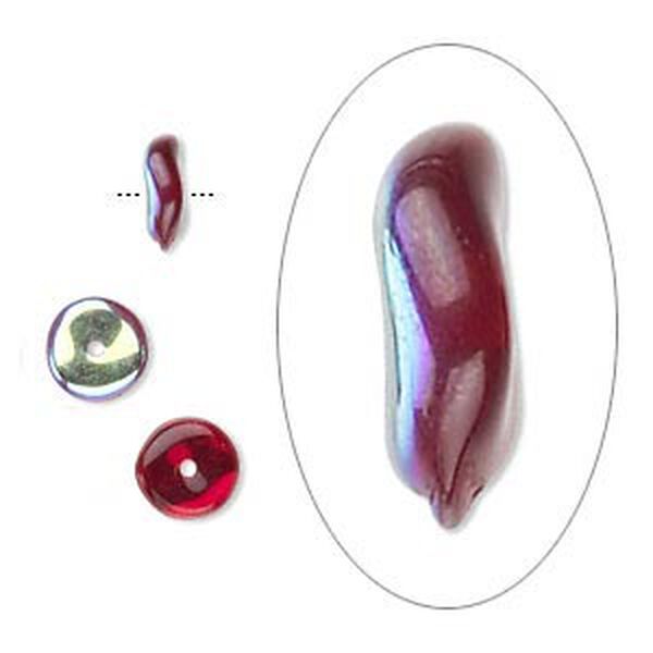 Bead, Czech pressed glass, red AB, 7x3mm rondelle. Sold per 15" to 16" strand. image number 0