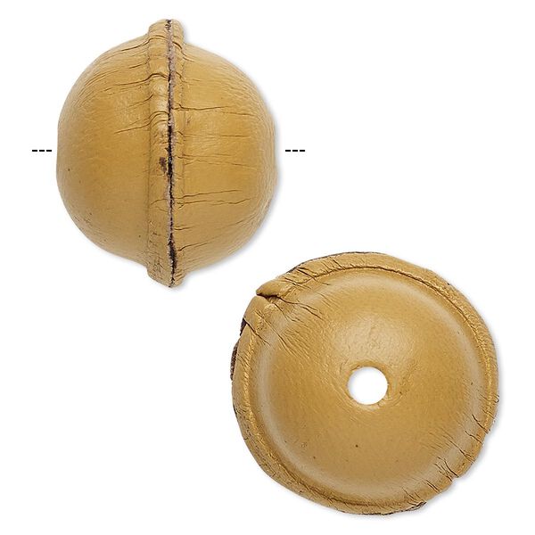 Bead, leather, natural, 20-24mm smooth round. Sold individually. image number 0