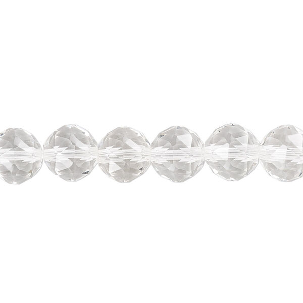 Bead, quartz crystal (natural), 8mm rose-cut round, B grade, Mohs hardness 7. Sold per 8-inch strand, approximately 20 beads. image number 0