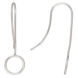 Ear wire fishhook 1pkg2 sterling silver, 38mm / round, 20 gauge 1 pair