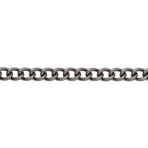 Chain 1pkg1 gunmetal-plated curb, 4mm, steel 50 foot unfinished