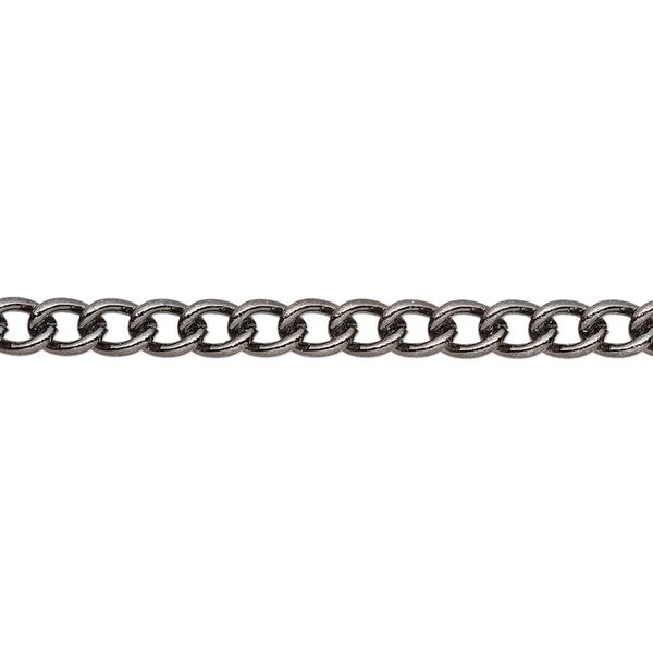 Chain 1pkg1 gunmetal-plated curb, 4mm, steel 50 foot unfinished image number 0