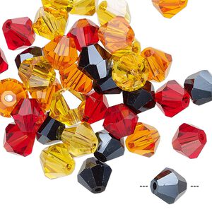Bead mix 40pk 16 facets fire, Celestial Crystal® 8mm bicone