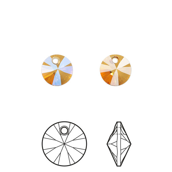 Drop 1pkg12 dark orange (HICT), Crystal Passions® 8mm pendant mini disk 6428 image number 0