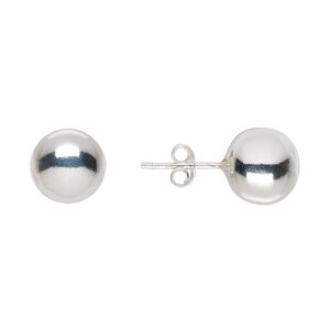 Earstud, sterling silver, 10mm ball with post. Sold per pair.
