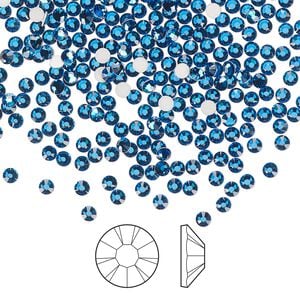 Flat back 144pk Capri blue foil back, Preciosa MAXIMA Czech crystal rhinestone 2.1-2.3mm chaton rose round SS7