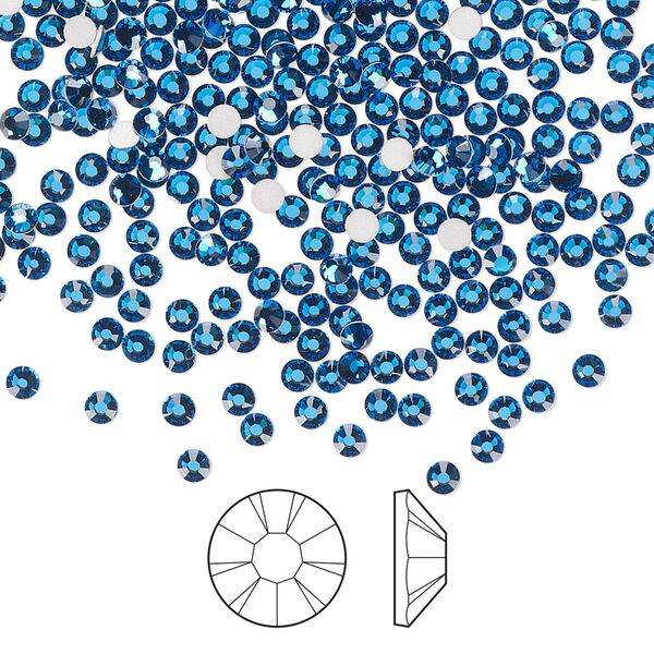 Flat back 144pk Capri blue foil back, Preciosa MAXIMA Czech crystal rhinestone 2.1-2.3mm chaton rose round SS7 image number 0