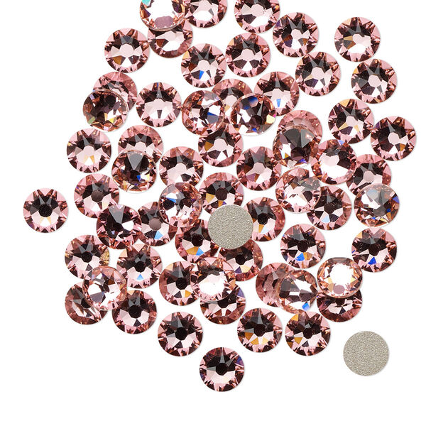 Flat back 144pk light rose foil back, Crystal Passions® 4.6-4.8mm rose round SS20 2088 image number 0