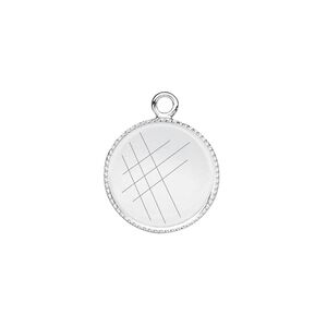 Drop, silver-plated brass, 15mm round with beaded edge and 14mm round bezel cup setting. Sold per pkg of 6.