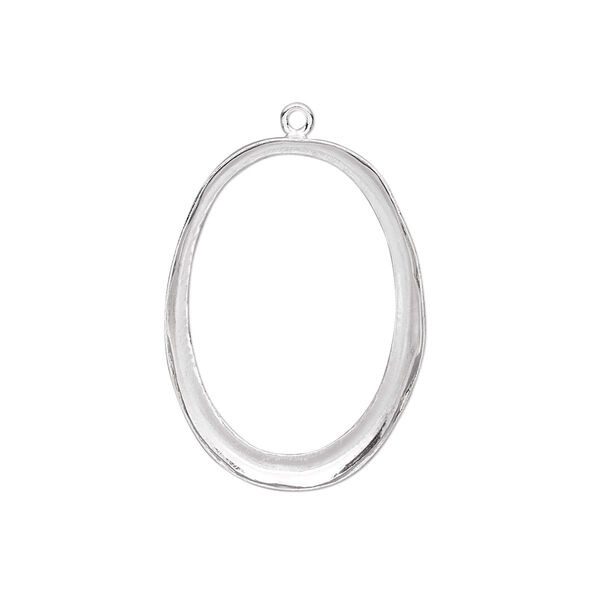 Drop, fine silver, 26x19mm oval with 25x18mm oval bezel setting. Sold individually. image number 0