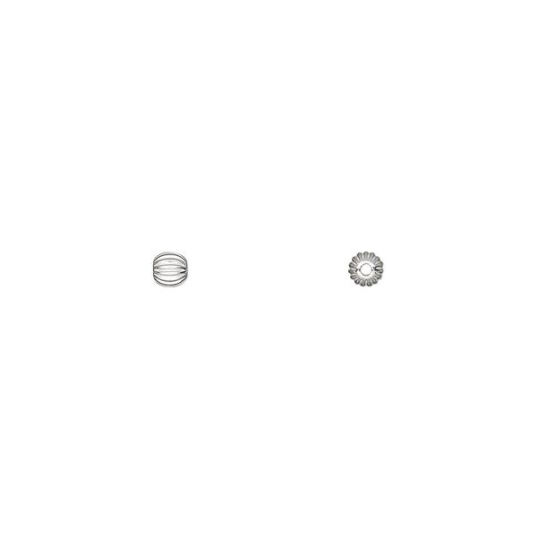 Bead, sterling silver, 3mm seamless corrugated round. Sold per pkg of 10. image number 0