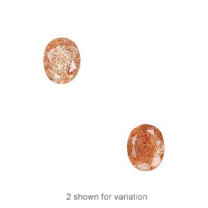 Sunstone 1pkg1, hand-cut undrilled faceted oval gem natural 10x8mm