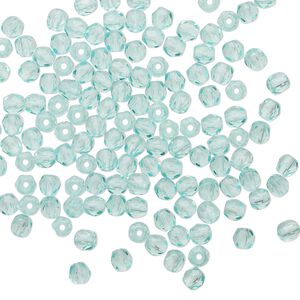 Bead 1pkg1 Czech fire-polished glass, 3mm faceted round, 1 mass transparent light aqua