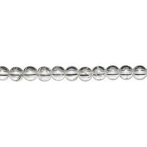 Quartz crystal 1pkg1, round bead natural 15.5-16 inch 4mm