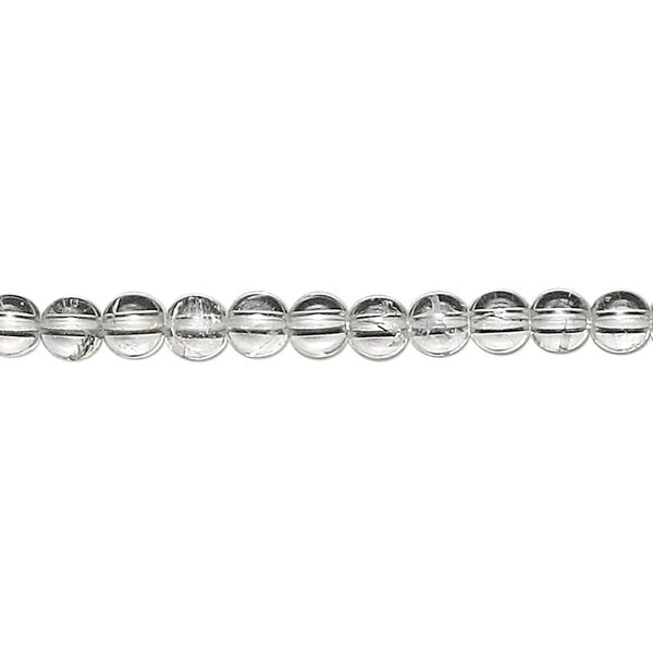 Quartz crystal 1pkg1, round bead natural 15.5-16 inch 4mm image number 0