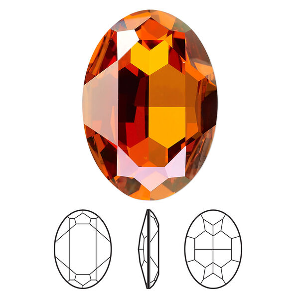 Fancy stone 1pk crystal chili pepper, Crystal Passions® 30x22mm oval 4127 image number 0