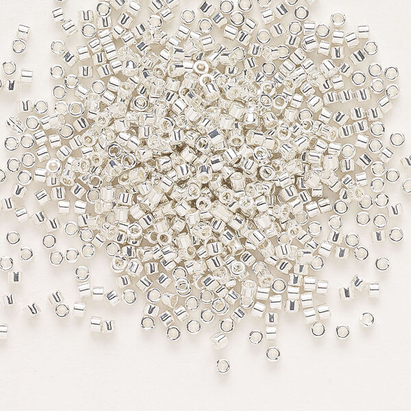 Seed bead, Delica®, glass, pkg/250g, #11 round, opaque silver-plated (DB-0551). image number 0
