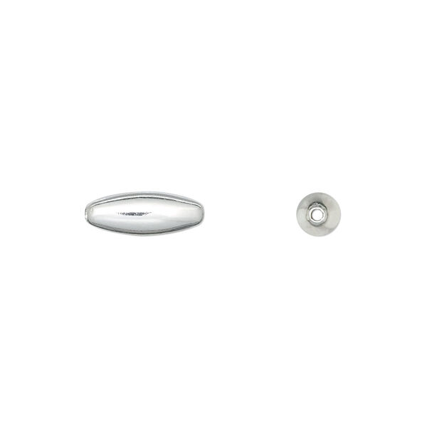 Bead, silver-plated brass, 12x4.5mm oval. Sold per pkg of 100. image number 0