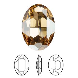 Fancy stone 24pk crystal golden shadow foil back, Swarovski® 30x22mm oval 4127