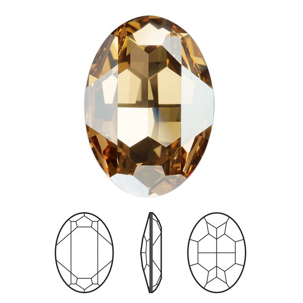 Fancy stone 24pk crystal golden shadow foil back, Swarovski® 30x22mm oval 4127 image number 0