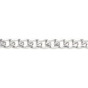 Chain, stainless steel, 5.2mm flat curb. Sold per 5-foot section.