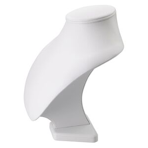 Display, necklace, leatherette, white, 10 x 9-1/2 x 6-3/4 inches. Sold individually.