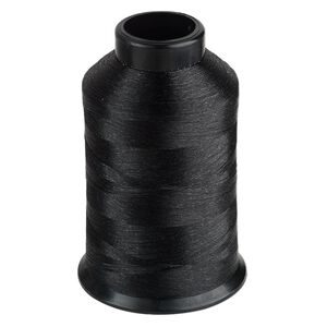 Thread, Nymo®, nylon, black, size O. Sold per 3-ounce spool.