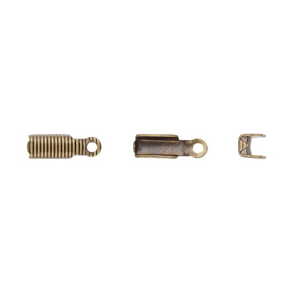 Cord end, fold-over, antique gold-plated brass, 11x3.5mm corrugated rectangle, 3mm inside diameter. Sold per pkg of 100. image number 0