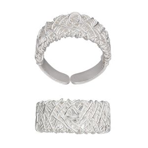Ring, Hill Tribes, combination of sterling silver and fine silver, 9.5mm wire-wrapped band with closed loop, adjustable. Sold individually.