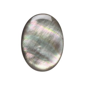 Cabochon, black lip shell (coated), 30x22mm calibrated oval, Mohs hardness 3-1/2. Sold individually.