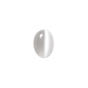 Cabochon, cat's eye glass (fiber optic glass), grey, 14x10mm calibrated oval, quality grade. Sold per pkg of 10.