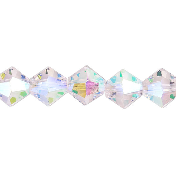 Bead 1pk translucent pink AB, Celestial Crystal® 10mm bicone 8 inch image number 0