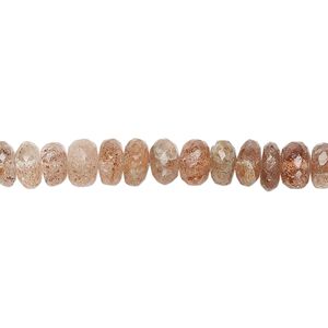 Sunstone 1pkg1, faceted rondelle bead natural 8 inch 6x3mm-7x5mm