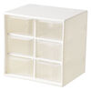 Organizer, plastic, white and clear, 4-3/4 x 4-5/8 x 3-13/16 inches with (6) removable drawers. Sold individually. image number 1