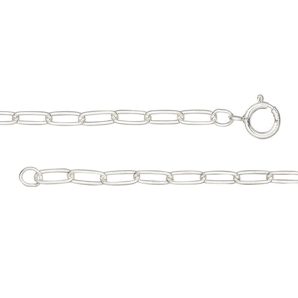 Chain, sterling silver, 2.6mm paperclip, 20-inches with springing clasp. Sold individually. image number 0