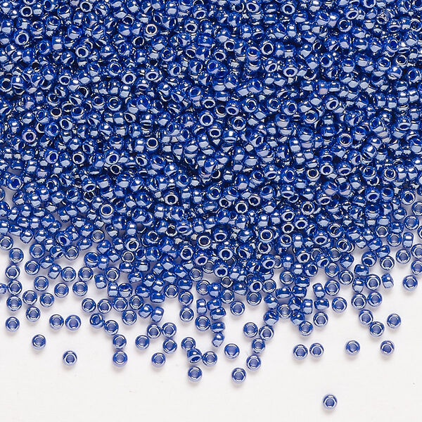 Seed bead, Miyuki, glass, pkg/35g, #15 rocaille, opaque luster cobalt blue (RR-434). image number 0